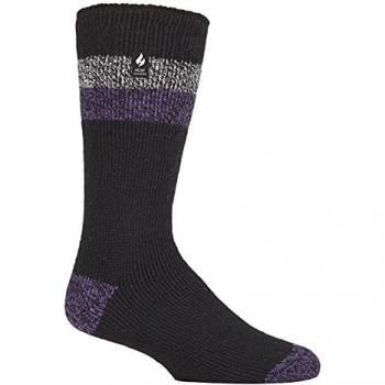 Extra dicke Thermosocken für Herren, flauschig und warm, Farbe Schwarz/Lila