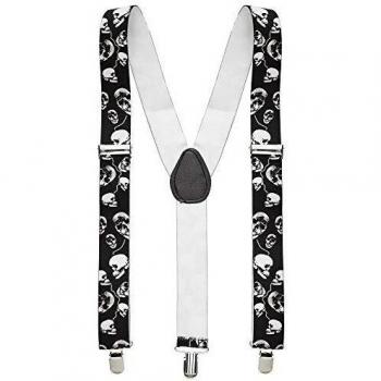 Totenkopf-Hosenträger „Horror‑Blick“ – Schwarz, verstellbare Breite