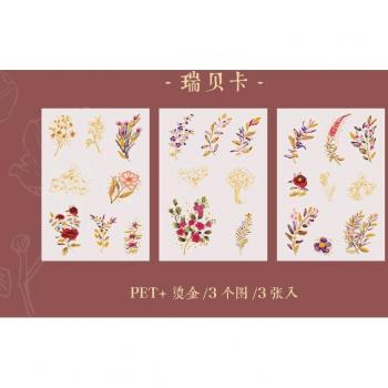 Pegatinas Florales Vintage para Scrapbooking, 3 Unidades