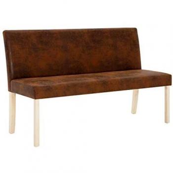 Faux Suede Leather Bench 139.5 cm Brown