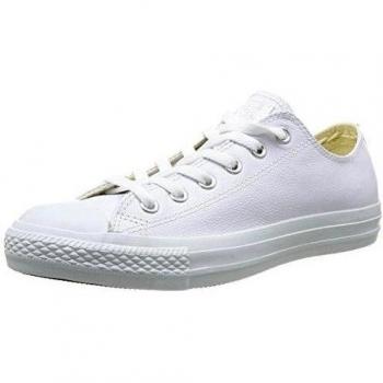 Converse Chuck Taylor Basic Leather Ox Monocrome Gr. 37, weiß