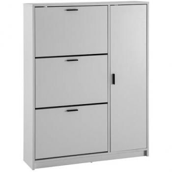 FineBuy Moderner Schuhschrank Weiß 90x120x24 cm mit Ablagefläche und geschlossener Aufbewahrung