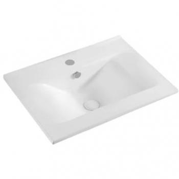 Lavabo soprapiano con foro rubinetto cm 62x46 bianco piletta non inclusa