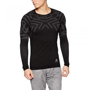Camiseta Odlo Kinship Warm Masculina Manga Longa Natural Preta