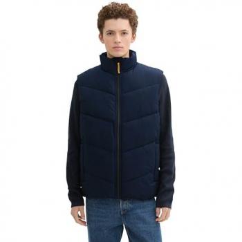 TOM TAILOR Denim Steppweste für Herren, Stehkragen und Logo