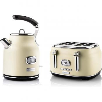Set Mattina Retrò Westinghouse Tostapane Quadruplo + Bollitore 1,7 L