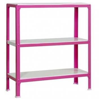 Mini Meuble Simon Home – 3 étagères métalliques, sans vis, 900 mm × 800 mm × 300 mm – Rose-Blanc