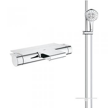 Douche Rainshower et robinet bain thermostatique Grohe Grohtherm avec tablette