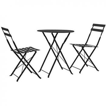 VidaXL bistro set 3 pezzi acciaio nero