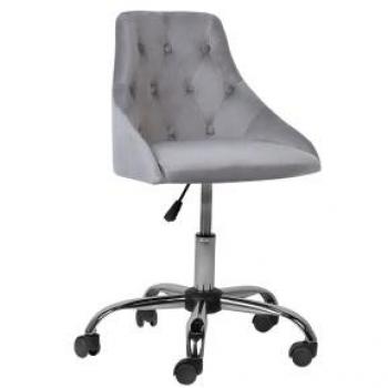 Chaise Tendance Velours Gris à Roulettes Beliani Design Rétro