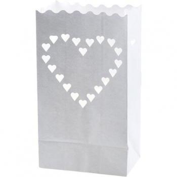 Paquete de 10 Linternas de Papel con Patrón de Corazón 25 cm