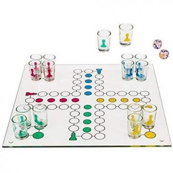 Ludo Drinking Game with 16 Drinking Glasses and 2 Dice