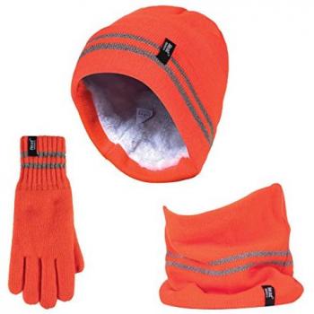 Protection totale hiver homme : ensemble bonnet-gants-cache-cou visibilité maximale – orange
