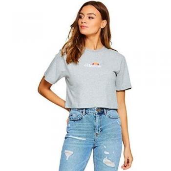Ellesse Fireball Cropped T-Shirt, Maglietta Donna, Grigio Marle, Taglio Extra Lungo