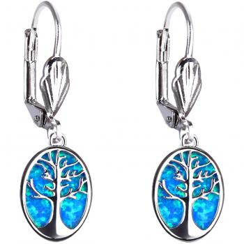 Boucle d'Oreille Exquise en Argent Sterling 925 avec Opale Bleu
