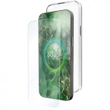 Funda compatible con Apple iPhone 16 Pro + protector pantalla vidrio templado plano Myway