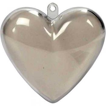 10-Pack Transparent Heart Baubles, 6.5 cm