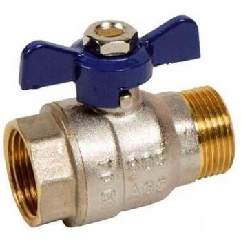 Valvola a sfera ottone DN 3/4 – Maniglia piatta blu (PN30) – Sferaco
