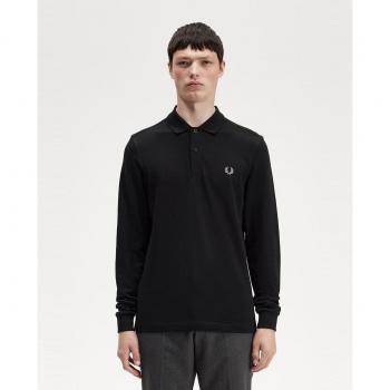 Fred Perry Langarm Poloshirt Schwarz L 100% Baumwolle