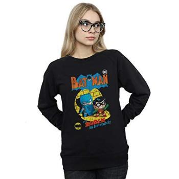 Batman & Boy Wonder Super Friends Women's XL Black Sweater