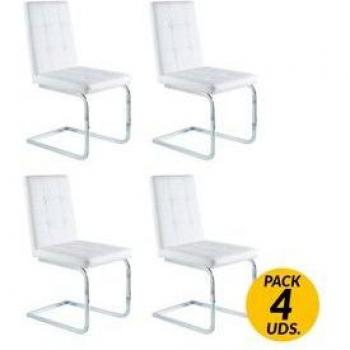 Colección 4 Sillas de Comedor Vanity Blancas, 45x93x58 cm
