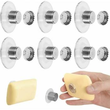 Lot de 6 supports à savon magnétiques avec ventouses