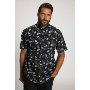 Camicia Cotone 4XL Uomo Mezza Manica Stampa Palme Marrone JP1880