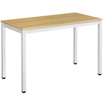 Table d'Ordinateur de VASAGLE avec Dimensions 120 x 60 x 75 cm et Finition en Couleur Boisée et Blanc