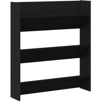 Estante de Zapatos en Madera Roble Negra 80x18x90 cm