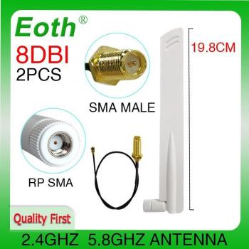 2.4GHz 5GHz 5.8GHz 8dBi RP-SMA WiFi Antenna Pair with Pigtail