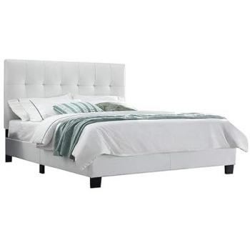 Lit double en simili blanc + matelas 140 x 190 cm