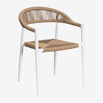 Duo de chaises de jardin en aluminium et rotin synthétique Amatria Blanc Gardenia