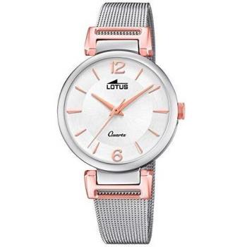 Reloj Lotus Bliss 18647/2 Mujer Analógico Acero Milanesa Blanco Plateado Oro Rosa Resistente Al Agua 50m