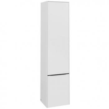 Armoire Villeroy et Boch Subway 3.0, 40x171x36,2cm, charnière à droite, poignée noir volcan, blanc pur