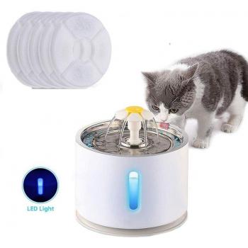 2.4L USB Pet Water Fountain with Filters and LED Lighting