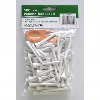 Golf Essentials: Silverline 100 Wooden Tees, Markers & Shovel – White