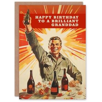 Vintage 1950s Beer & Wine Birthday Card for Granddad