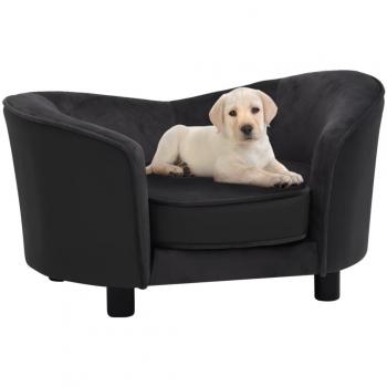 Sofá para perros felpa y cuero sintético negro 69x49x40 cm Vidaxl Negro