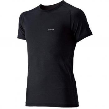 Camiseta Técnica Montbell para Alpinismo y Bici, Manga Corta, Color Obsidiana