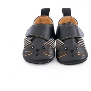 Moulin Roty Baby-Lederschuhe mit Klettverschluss schwarz 0-6 Monate