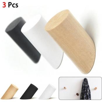 Durable Wood Cylindrical Hook Pack – 3 Pieces for Bedroom