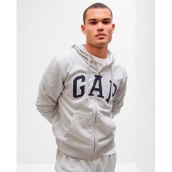 Felpa con Zip e Cappuccio GAP Uomo Grigia XS