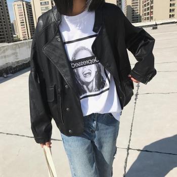Veste moto en cuir PU pour femme