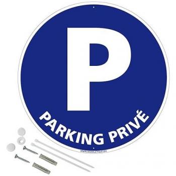 Panneau rond parking privé avec kit de fixation
