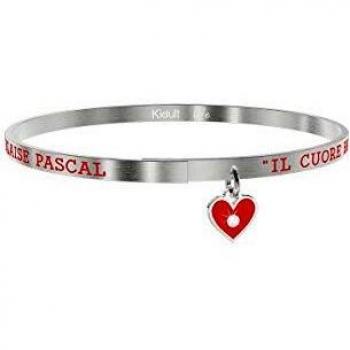 Braccialetto di gomma Kidult con charms a forma di cuore e frase Il cuore ha le sue ragioni Pascal