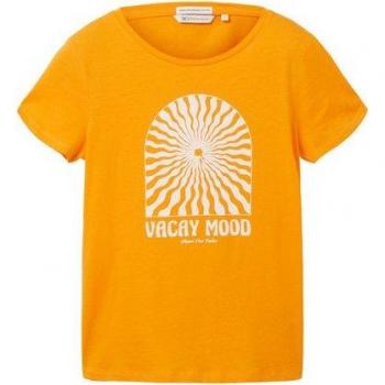 TOM TAILOR Damen T-Shirt, Logo-Design, Größe S, Orange