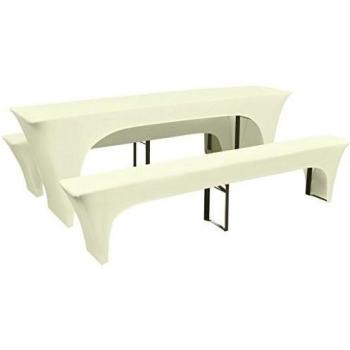 Vidaxl Beer Table and Benches Slipcover Set Stretch Cream
