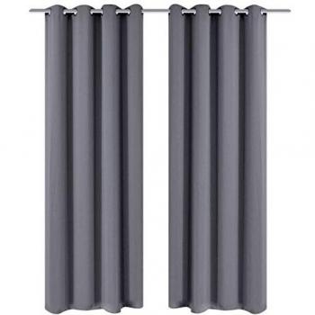 Vidaxl Grey Blackout Curtains 2 pcs with Metal Eyelets 135x175 cm