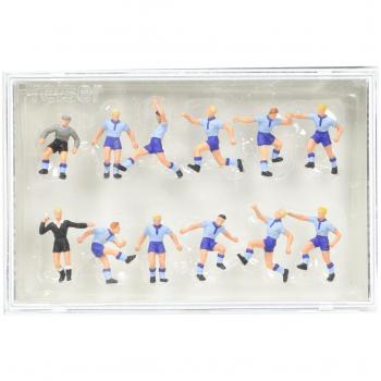 Preiser 10075 Football Team with Referee, Red Jerseys, White Shorts