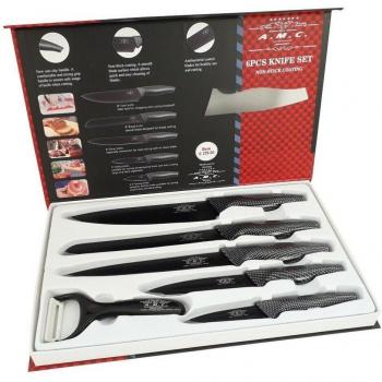 Traesio Juego de Cinco Cuchillos de Cocina con Mango de Maples Carbono